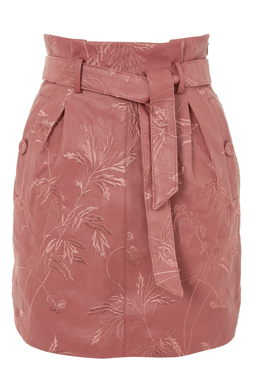 Topshop Embroidered Paperbag Mini Skirt