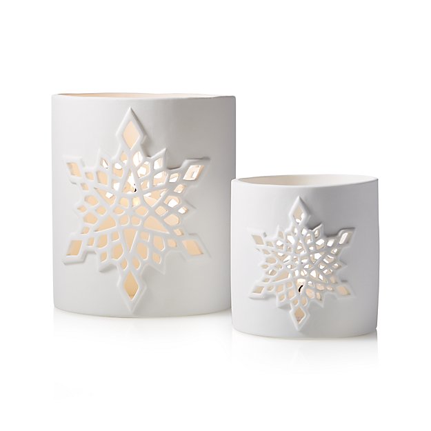 Crate and Barrel Snowflake Candle Holders
