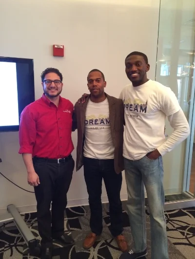 Pictured: (left to right) Vic Flores - Capital One 360 Cafe Chicago manager, Jaleni Thompson and Femi Faoye - D.R.E.A.M. Co-Founders. 4/26/14 after our first Financial Empowerment: 101 session in Chicago, IL