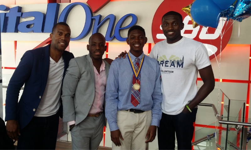 Pictured: (left to right) Jaleni Thompson - Co-Founder, Sylvester Rembert - Advisory Board Member, Rayvon Dorsett - Invest-in-Success Scholar, Femi Faoye - Co-Founder