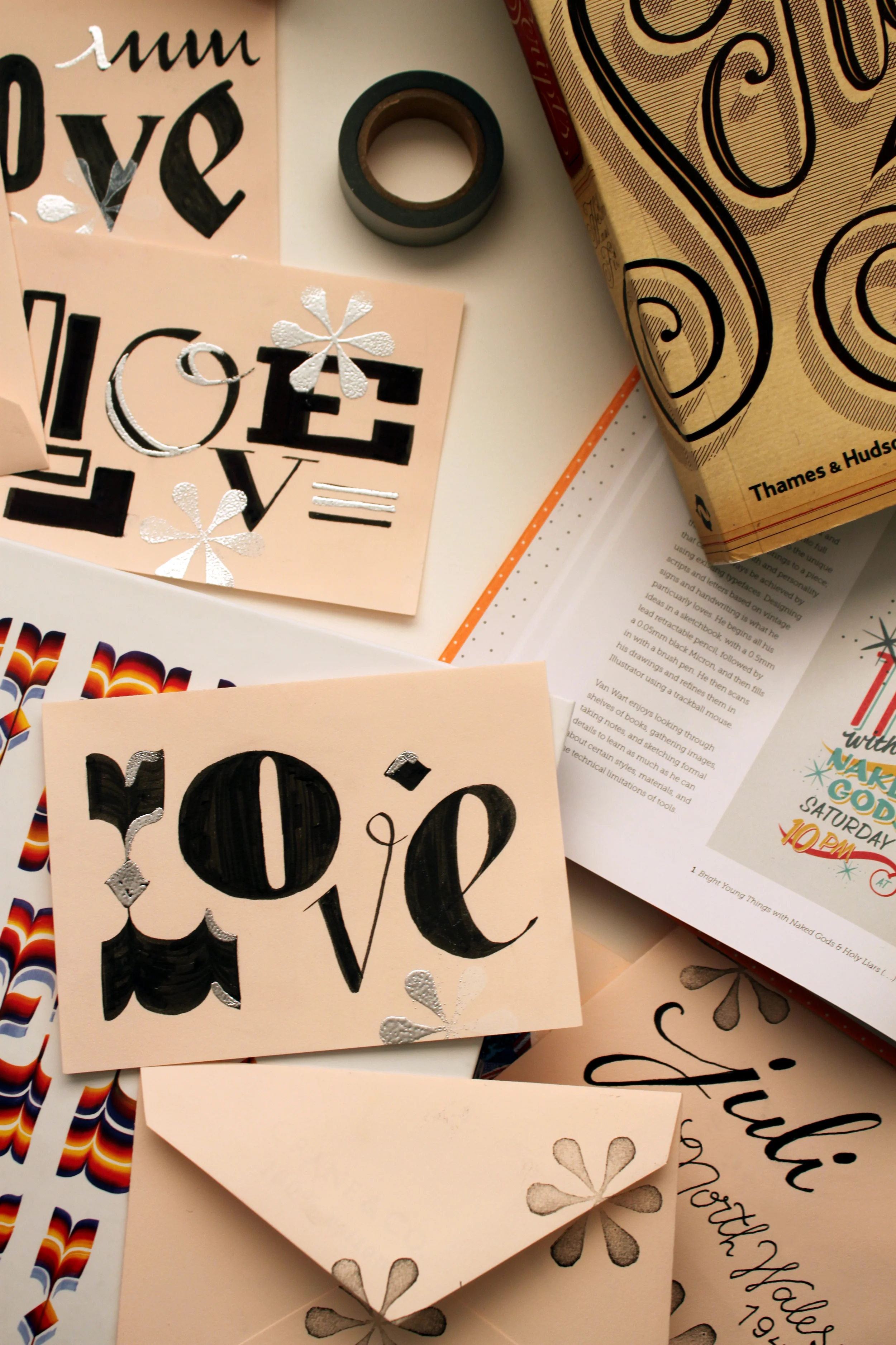 For inspiration: Letman , Scripts , Elegantissima , The Little Book of Lettering , and Fraktur Mon Amour . Yes I have a lot of books and no I will never have enough :)