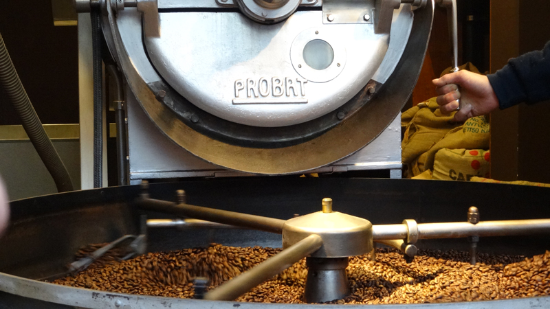 We walked by just as coffee beans were being roasted at Schwarzenbach . Pretty cool! 