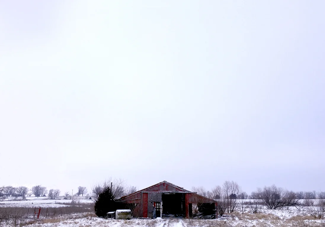 Barn On A Cold Prairie Morning.
