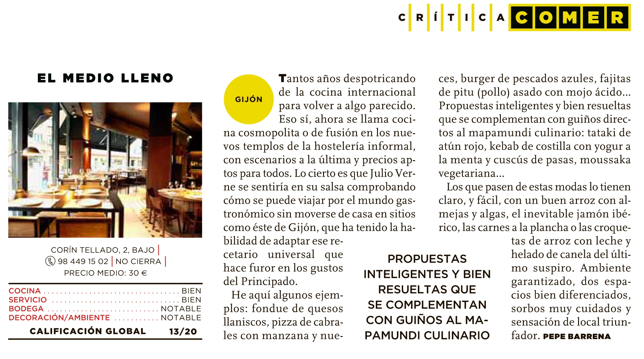 EL MEDIO LLENO EN EL SUPLEMENTO DE EL MUNDO