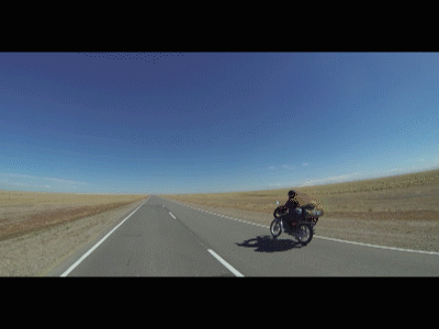 Catching up to our friend from Bajo Caracoles. He was on his way to Punta Arenas on this old Honda