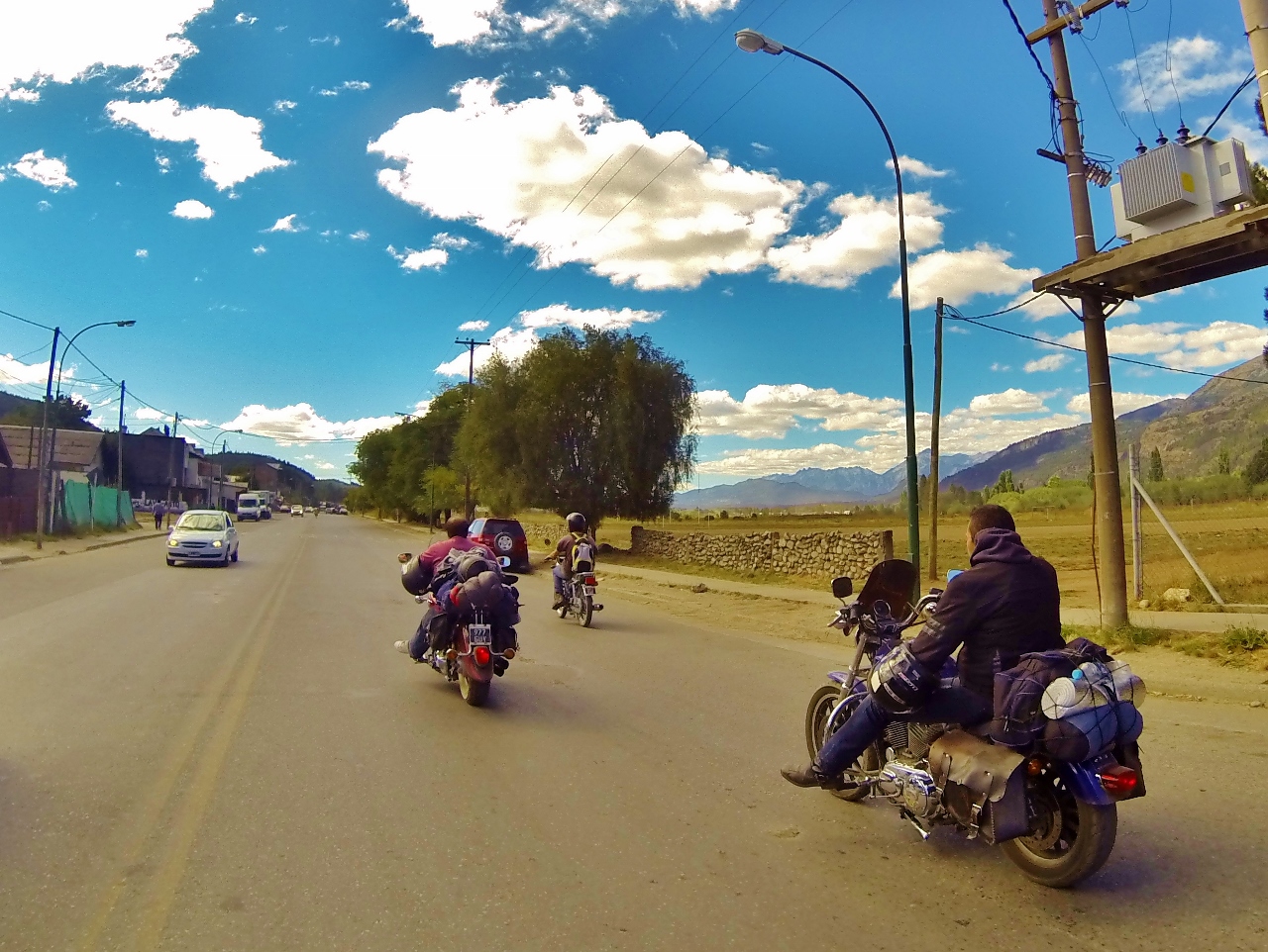 Jorge, Diego, and Marcos cruise in El Bolsón