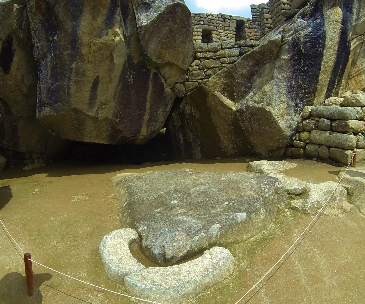 Here's his little condor head and white collar. The Inca couldn't resist making this natural rock formation into a temple for their favorite animal