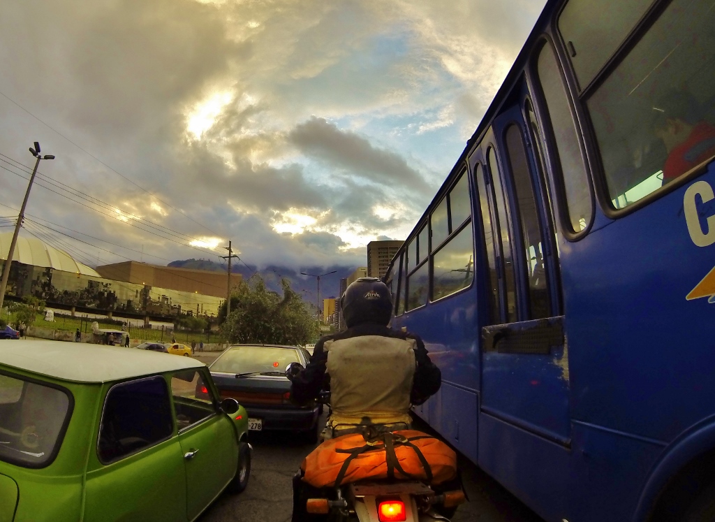 Lane filtering in Quito's famously horrifying traffic