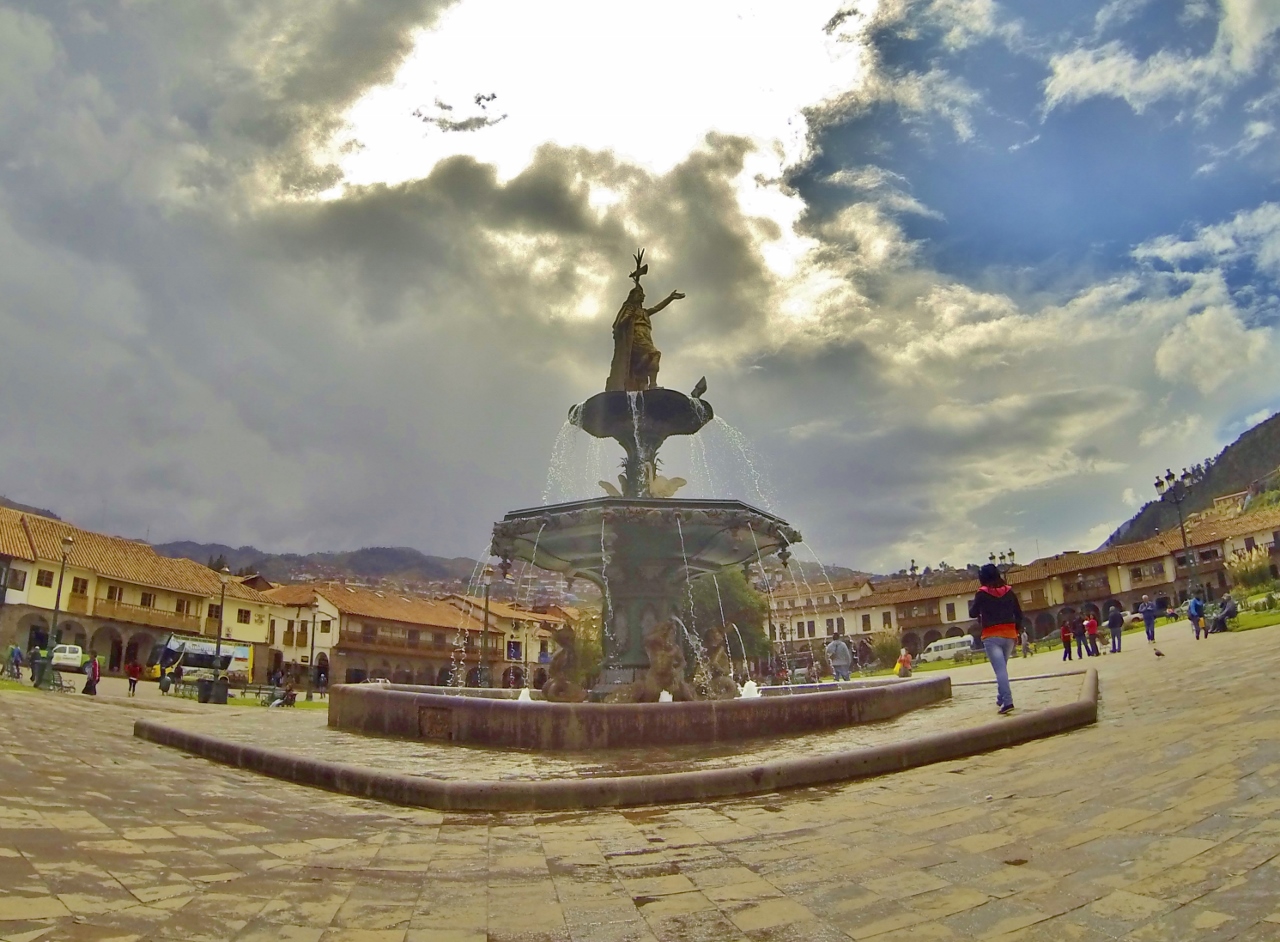 Inca fountain in Cusco's Plaza de Armas