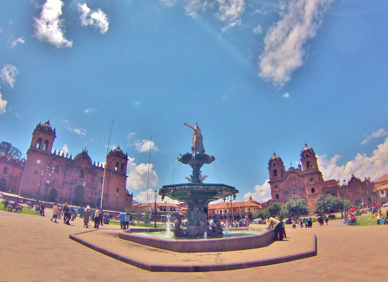 Inca fountain in Cusco's Plaza de Armas