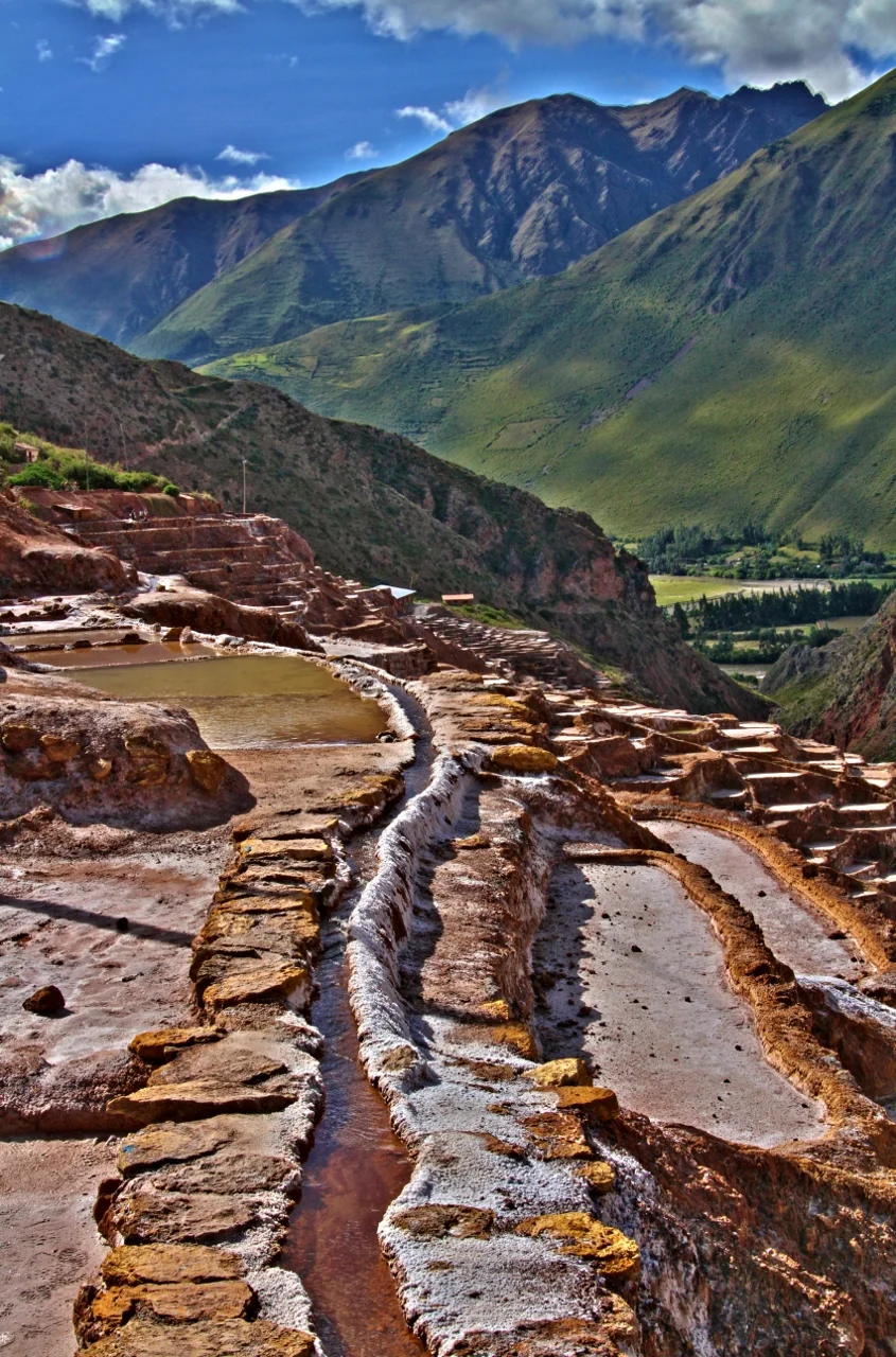2. Various hand-dug channels direct the water to various salt pans as needed