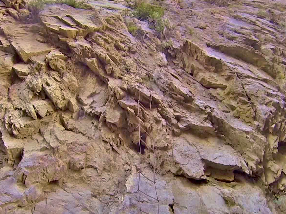 This mysterious ladder hung down the canyon wall near the dam, but I couldn't see what it led to