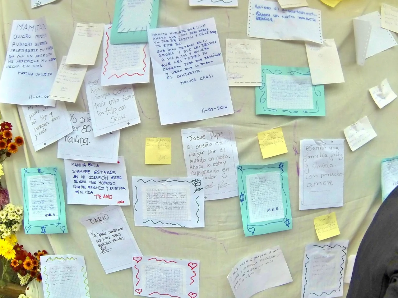 Found what looked like a wedding or family reunion in the park, but then I learned they were inviting anyone to write down your dream and post it to this wall