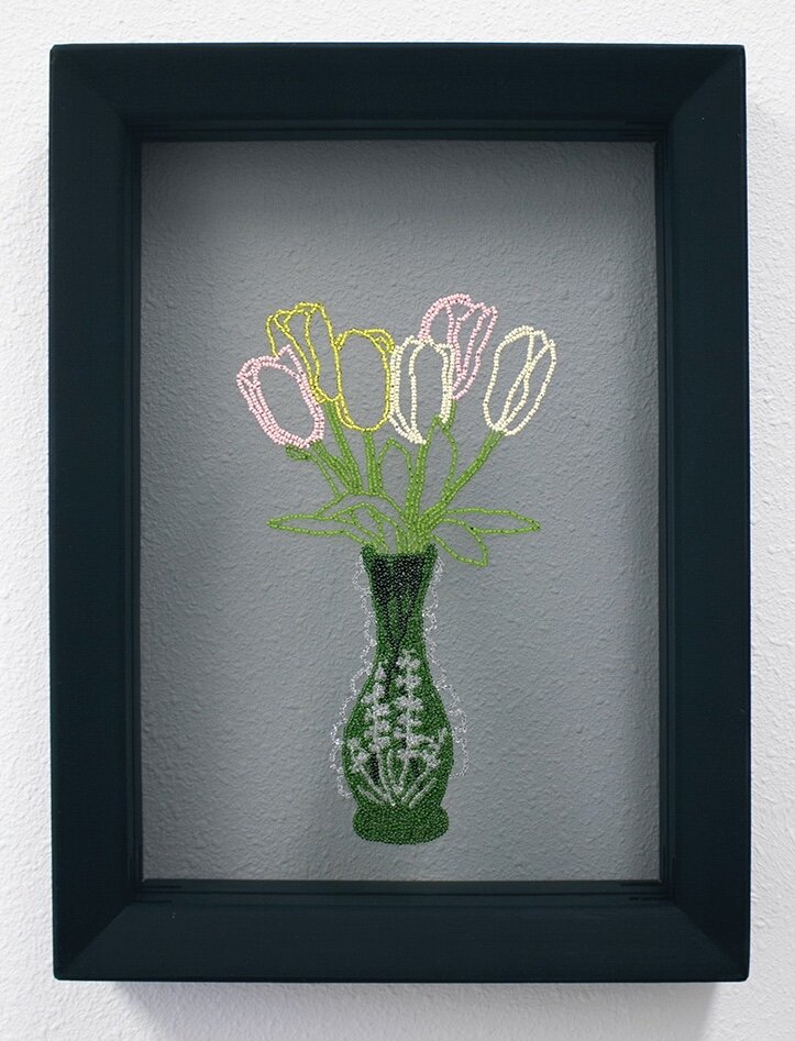 No. 737 Large Darwin Tulips and Elephant Leaves (Neon)