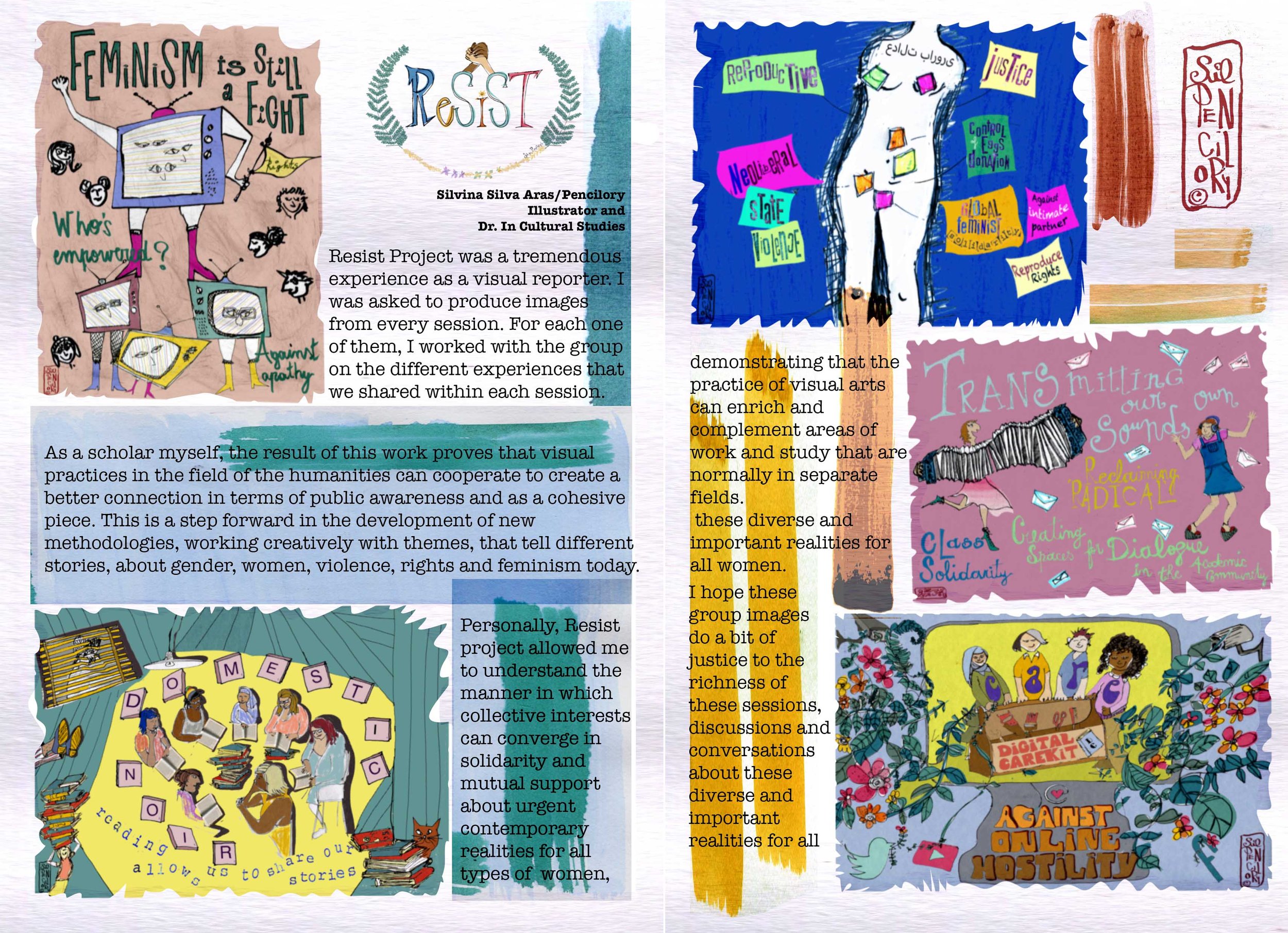 Zine spread for resist Project, Symposium for Feminist Network, Birbeck, University of London.