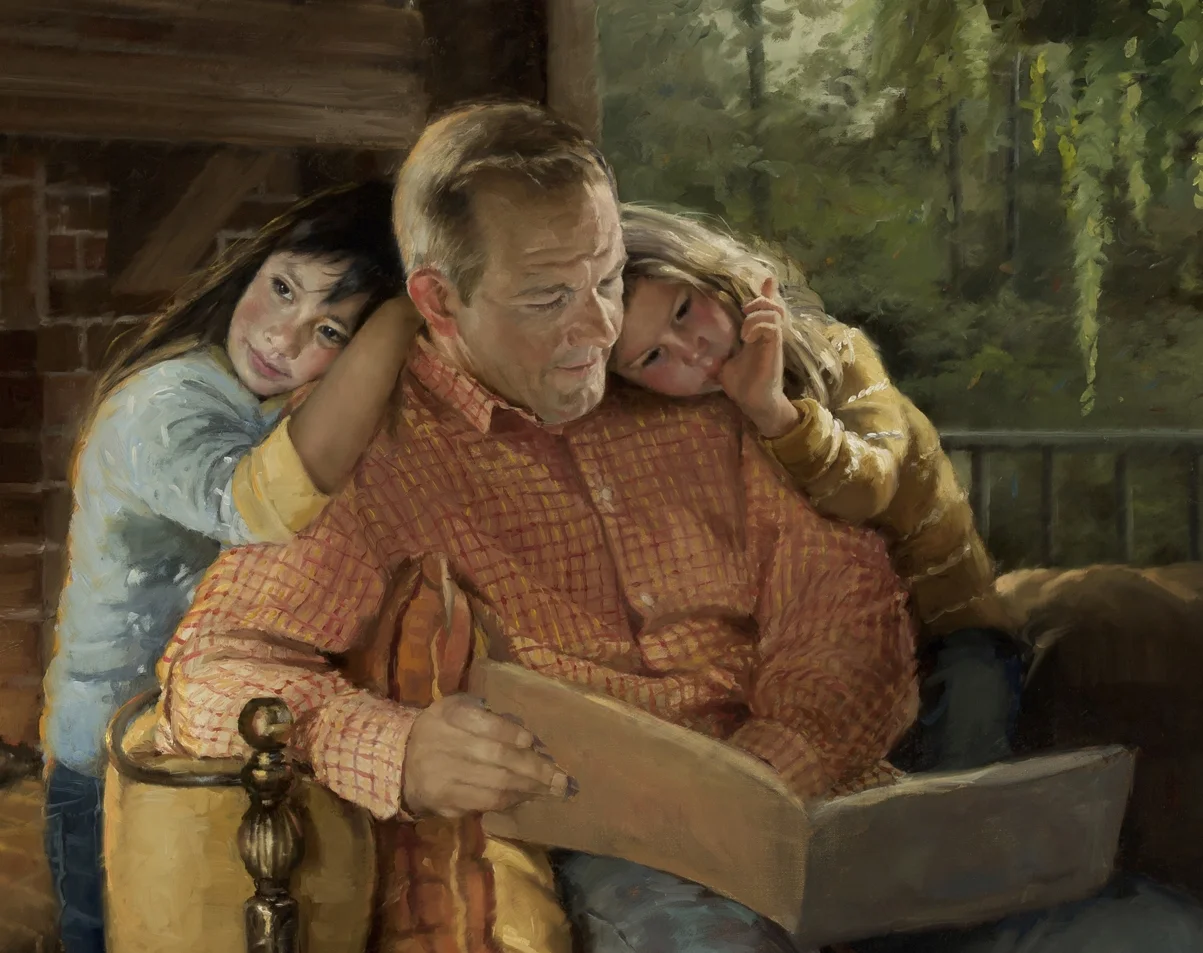 The Reading Hour, 42 x 36", Oil on linen