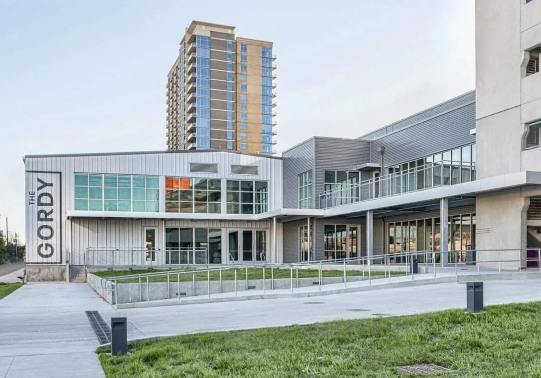 An exterior photo of Stages' theater, the Gordy