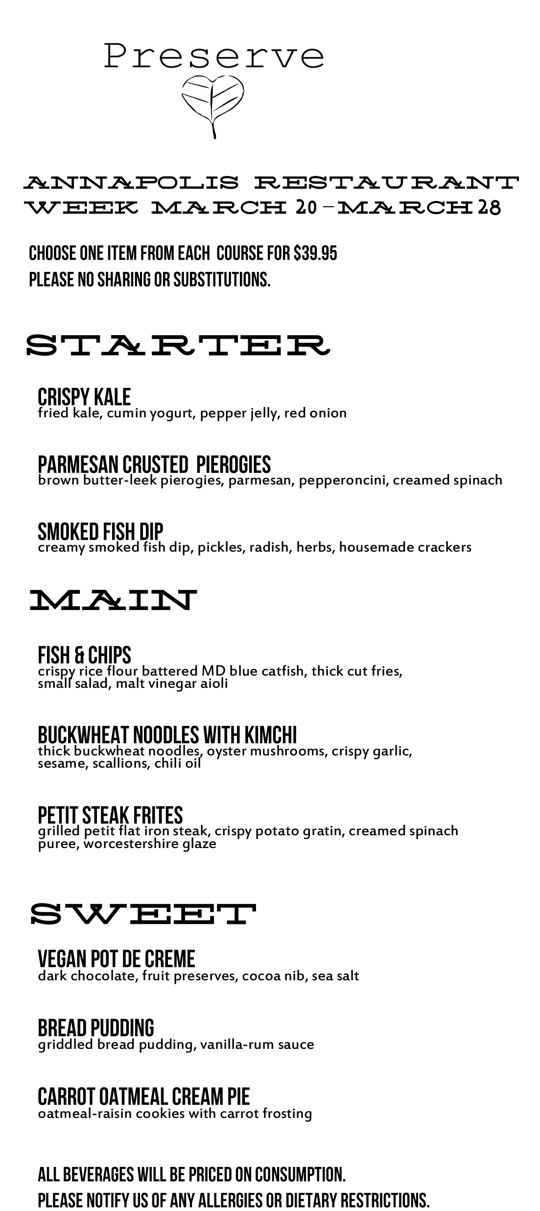 Maryland Vegan Restaurant Week at Preserve — Preserve