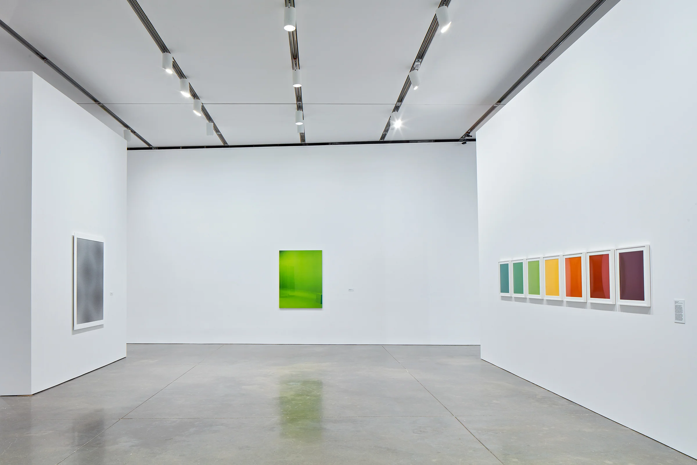 Moiré, 2007; Green Screen #5 ed. 1/5, 2001; Elevation #1 - #7, 1997. Exhibition: Liz Deschenes, ICA Boston (June 29 - October 16, 2016). Photos courtesy the artist and Miguel Abreau Gallery, New York.