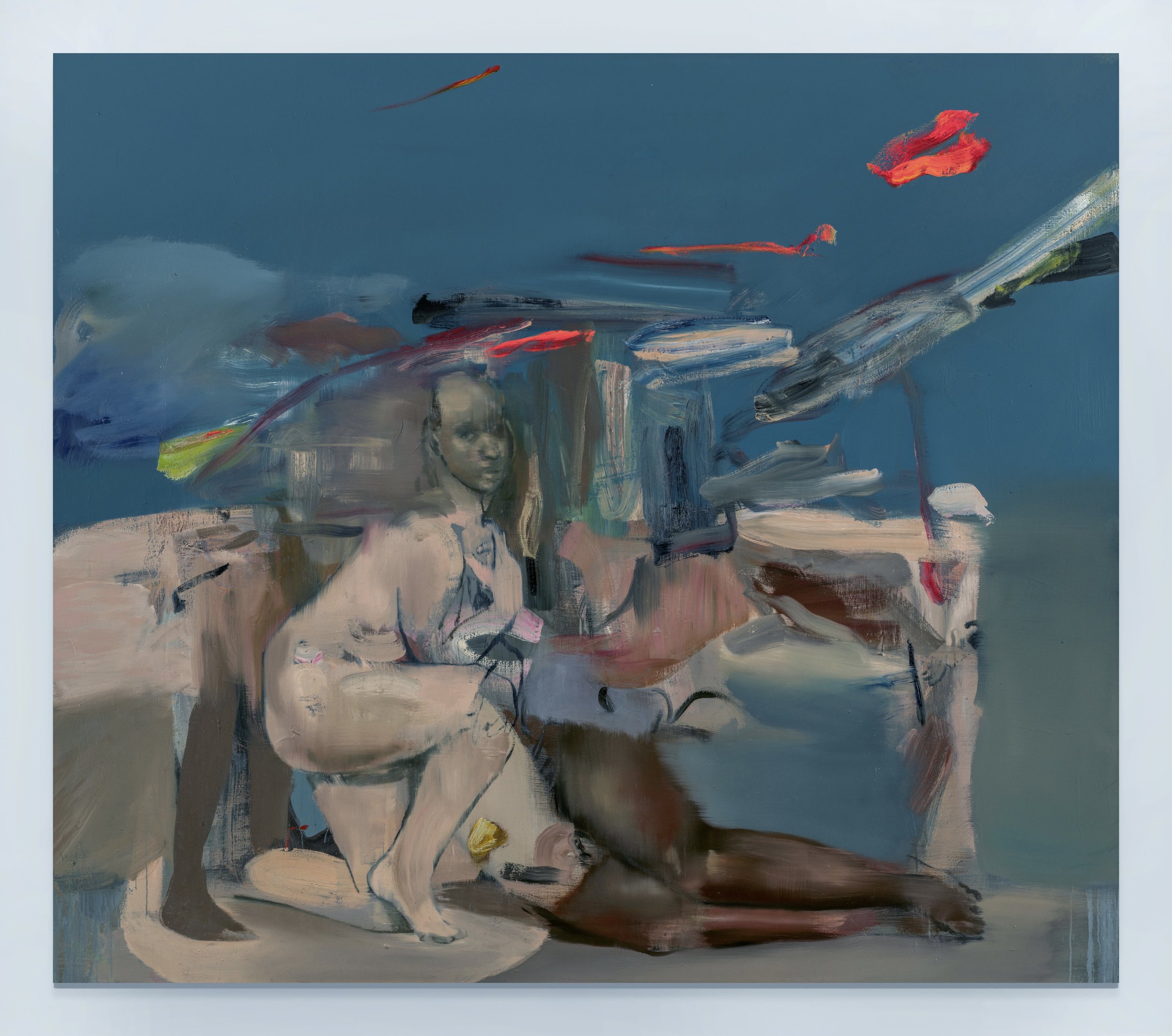 George Rouy, Birth Mark 2023; oil and acrylic on canvas, 86 5/8 x 94 7/8  in.