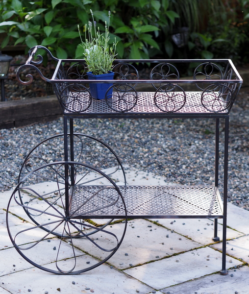 Vintage wrought iron tea flower cart server
