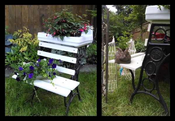 Antique Sink Bench Garden Feature