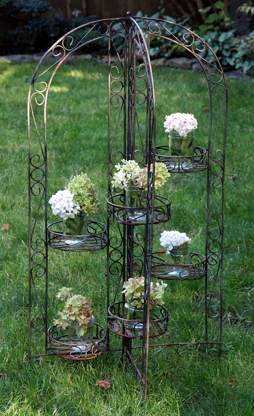 Antique wrought iron folding plant stand