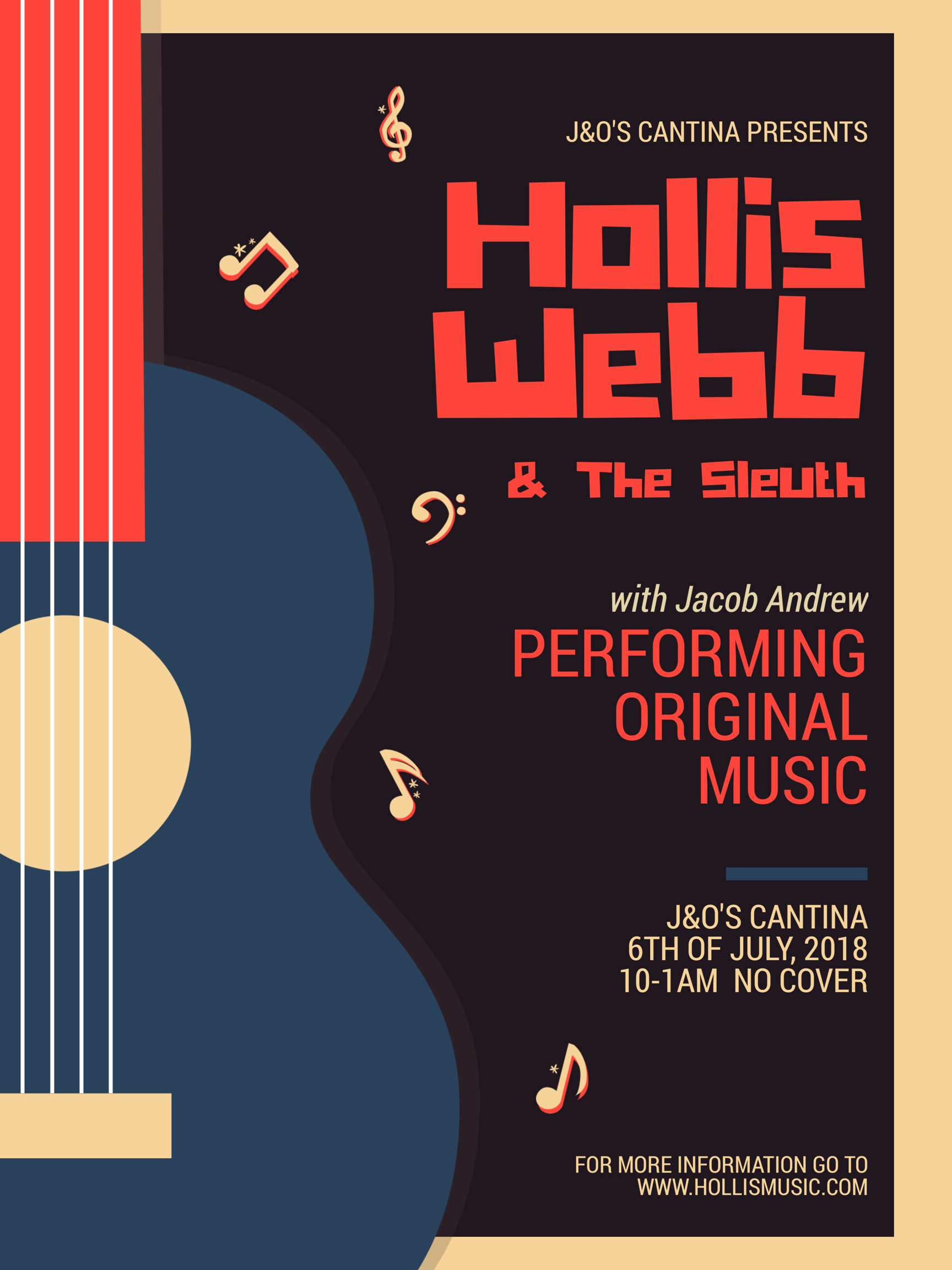 Come on down to the return of Hollis Webb & The Sleuth to J&O's Cantina which is BACK under the original ownership! Come back home! We're here to greet ya!