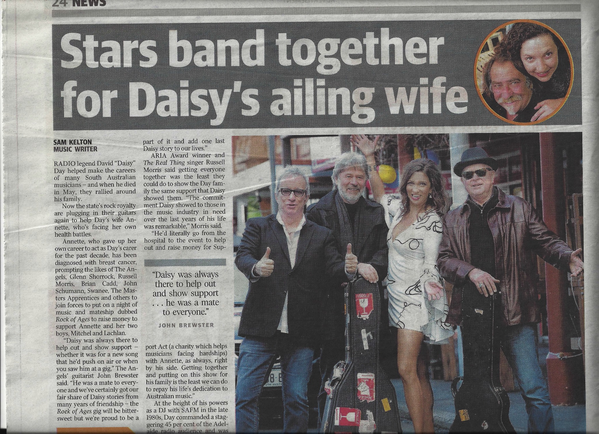 The Advertiser: Promotion for David Day's Rock of Ages at Thebarton Theatre, September 2015