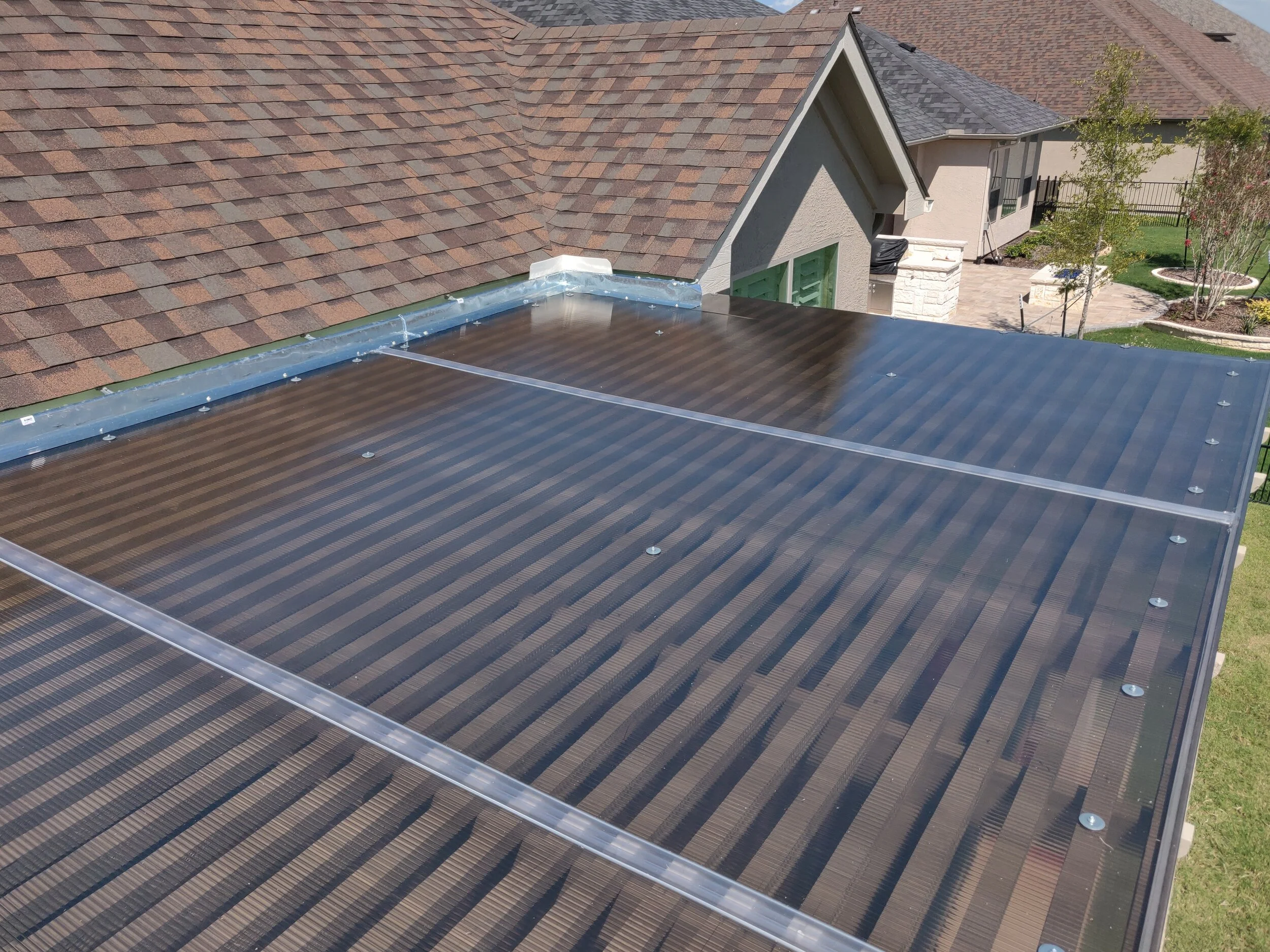 Bronze Polygal Pergola Cover in Denton TX