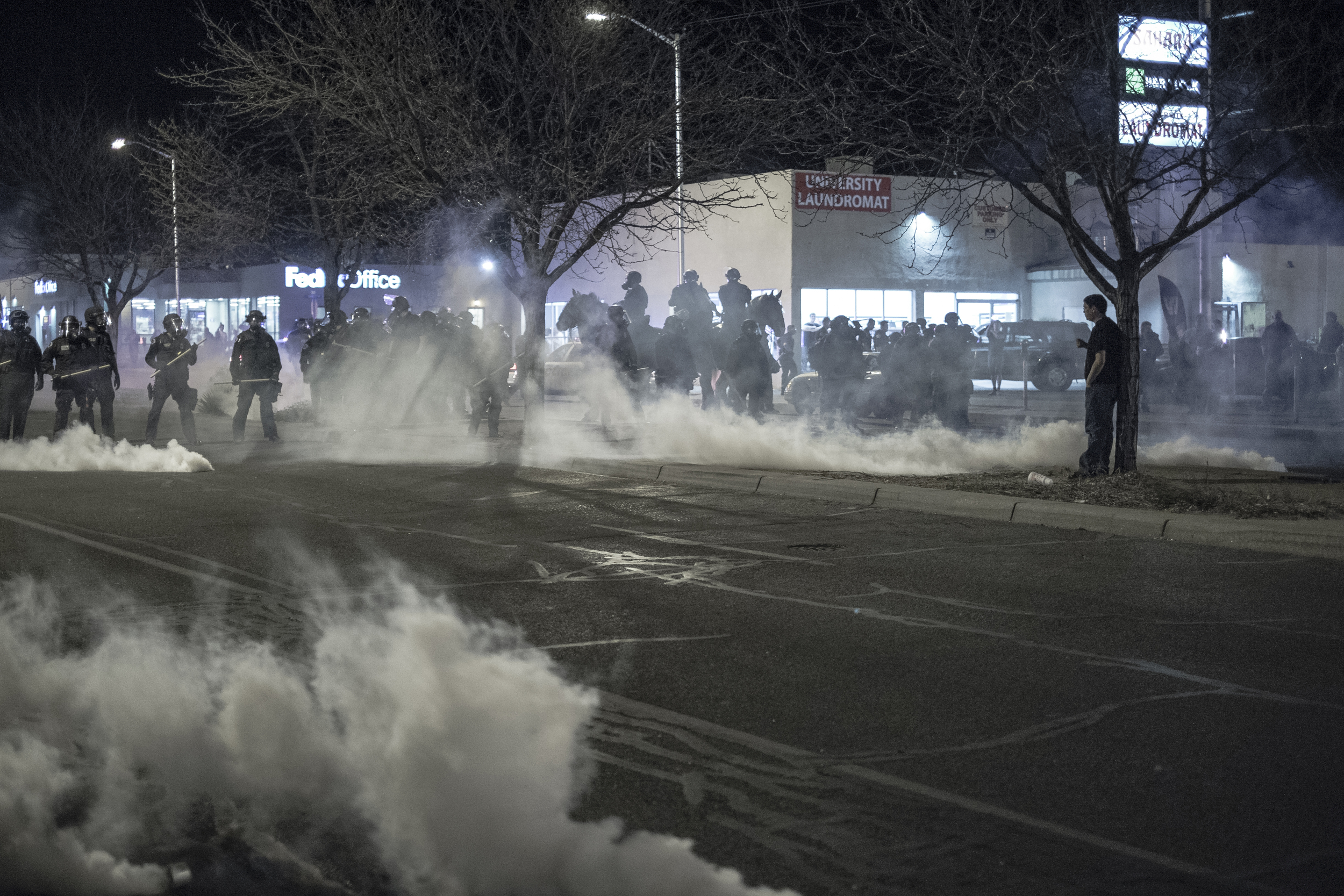 A scene from the Albuquerque protest over a questionable police shooting on March 29th, 2013.