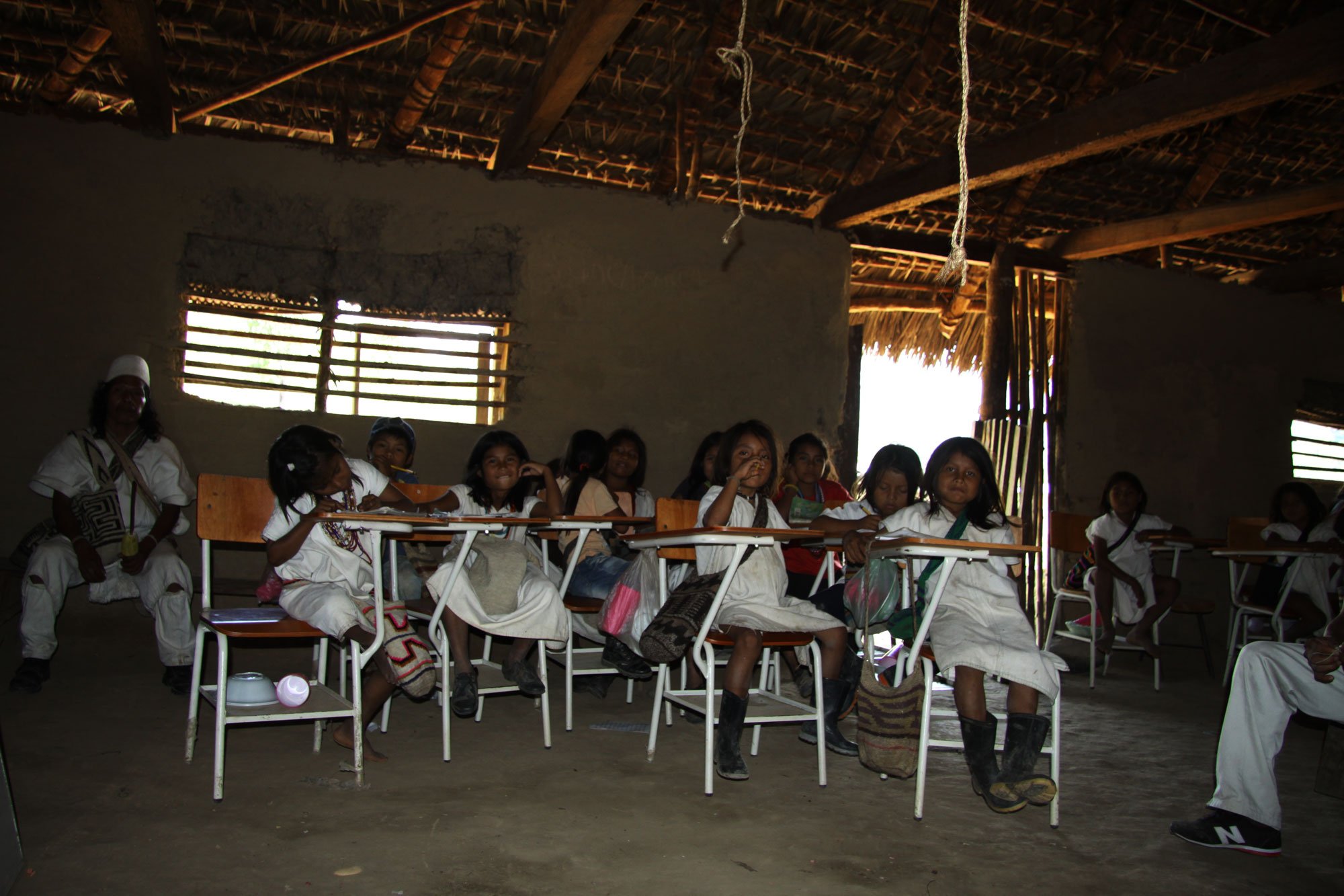 The kids got a break from their lessons to listen to the meeting.