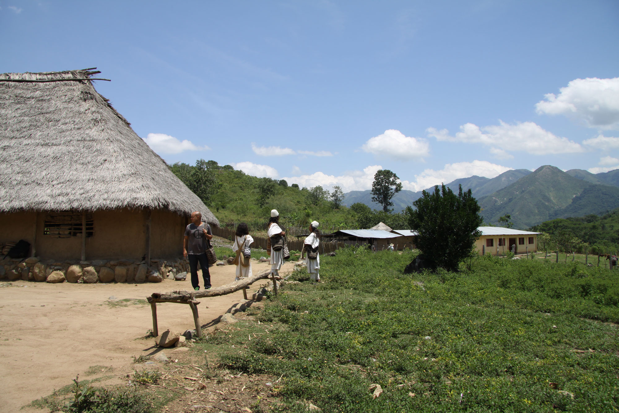 The office on the left and the school in the background.
