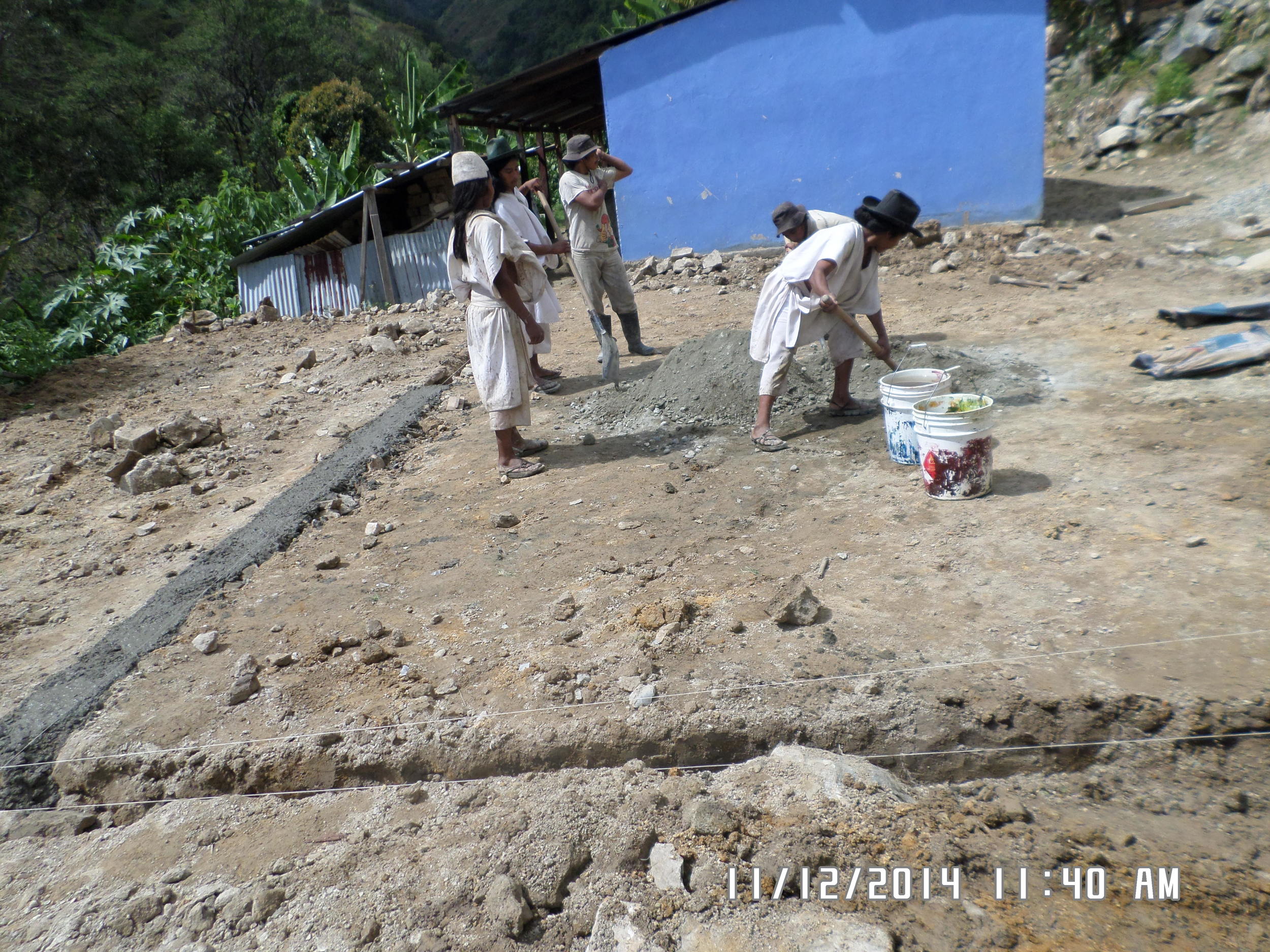 The cement is being mixed, the foundation has been laid