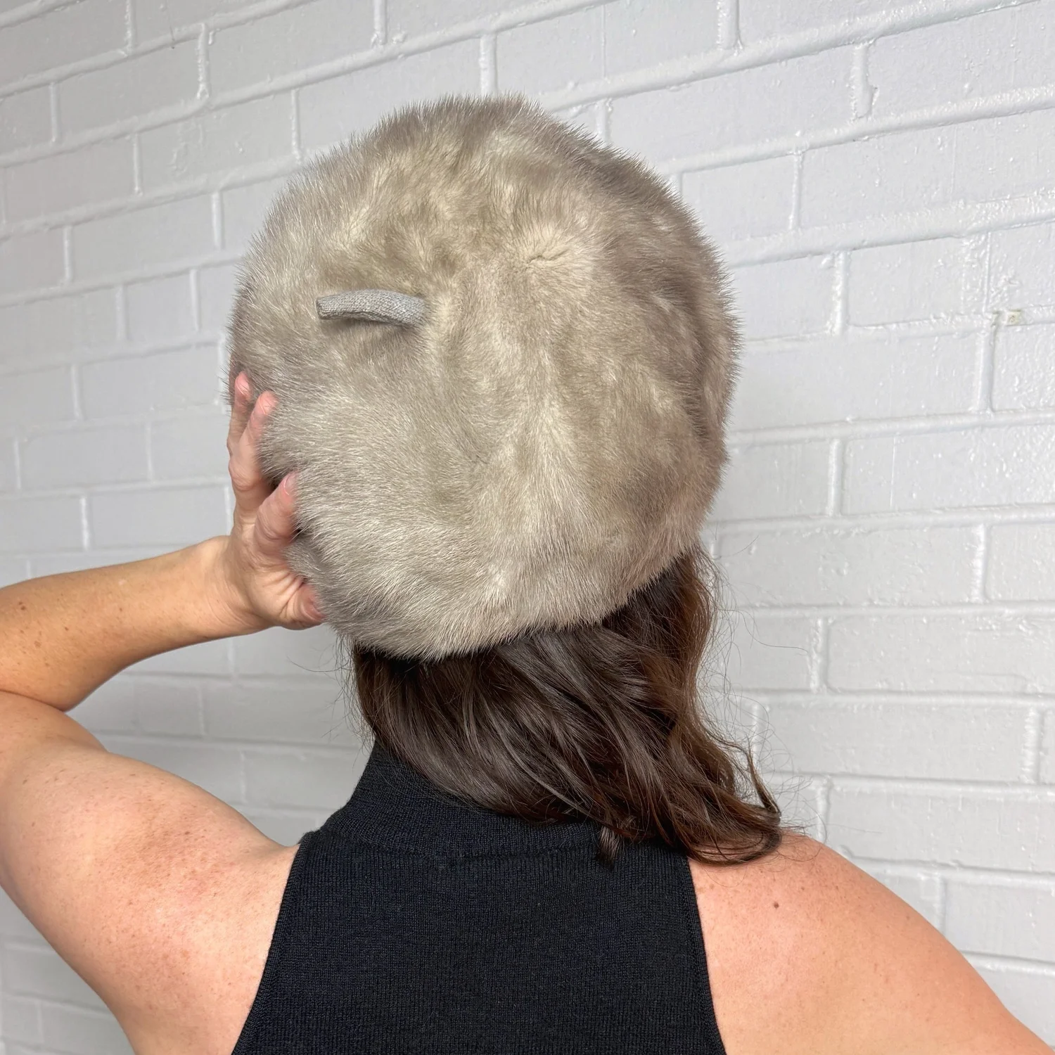 Mink SilverBlue  Pillbox Hat vtge Mink Pillbox Hat Precious Furs By Marche Vintage Mid Century  main image 4