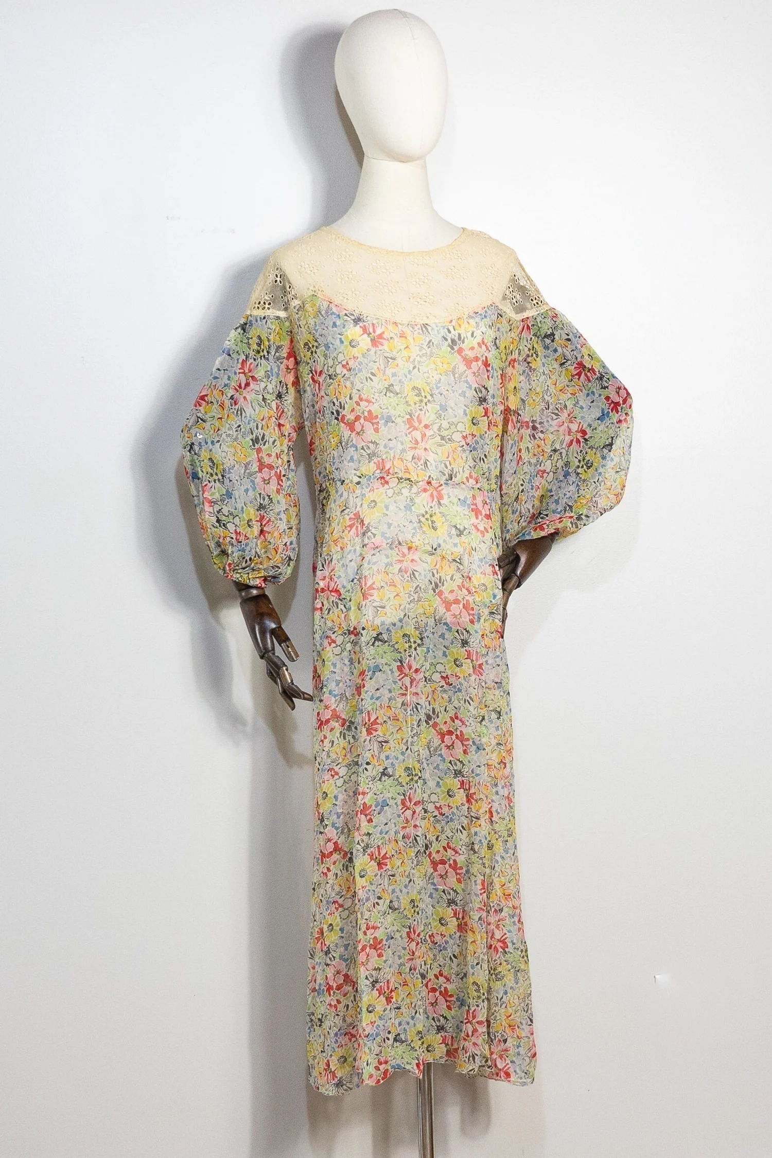 vintage 1930s sheer chiffon floral dress  Inherited