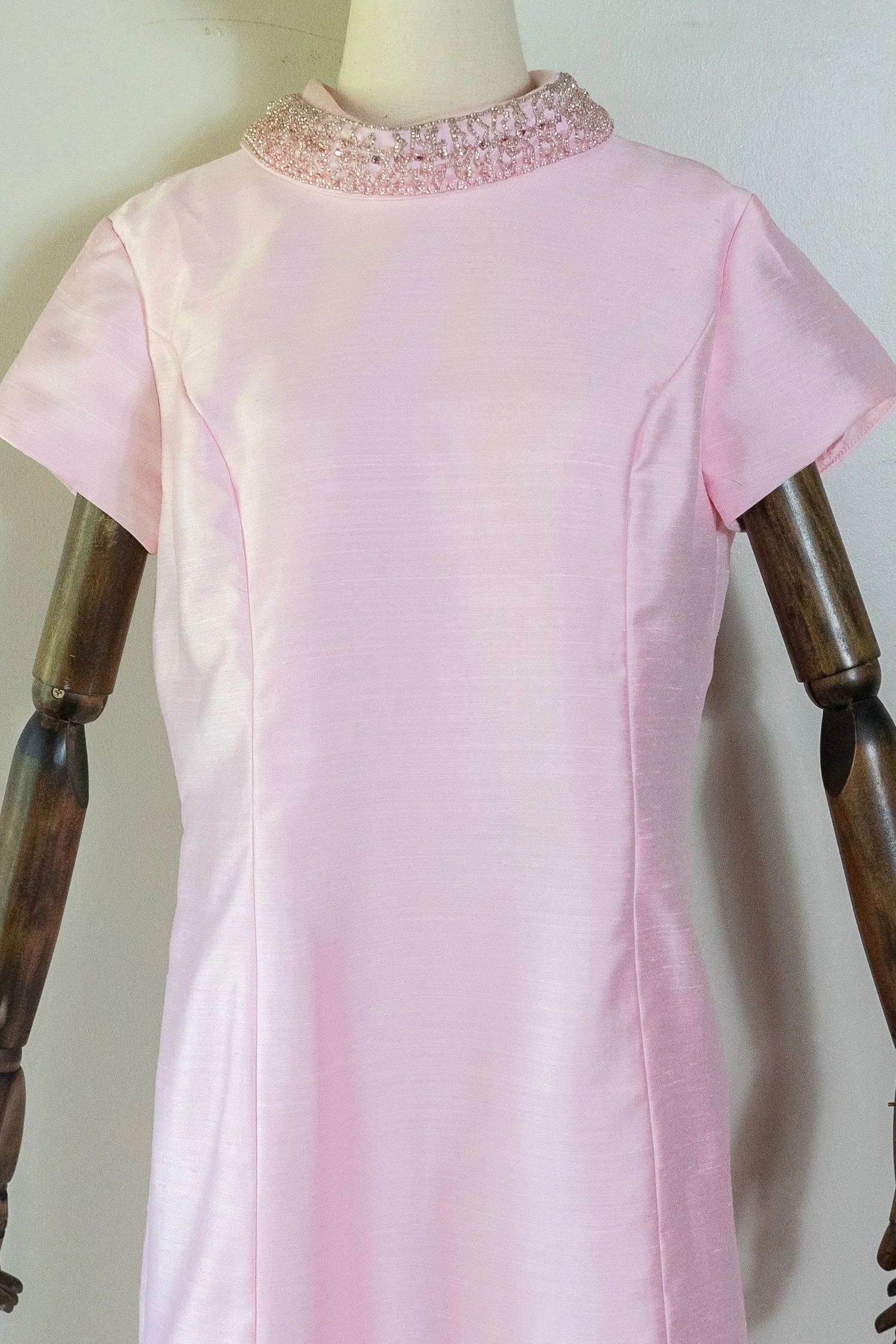 vintage 1960s pale pink beaded dress and coat set  Inherited