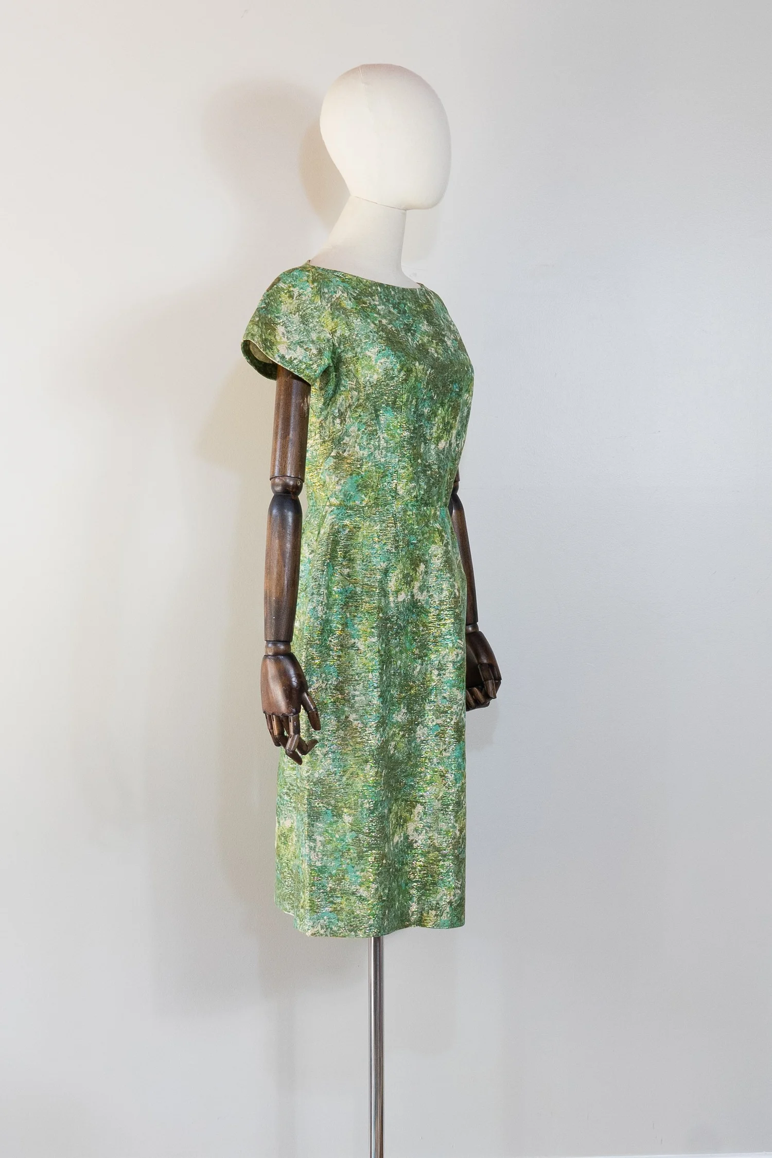 green emerald velvet dress Vintage 1960s Balenciaga-Style A-Line Silk Gown  Very Breezy