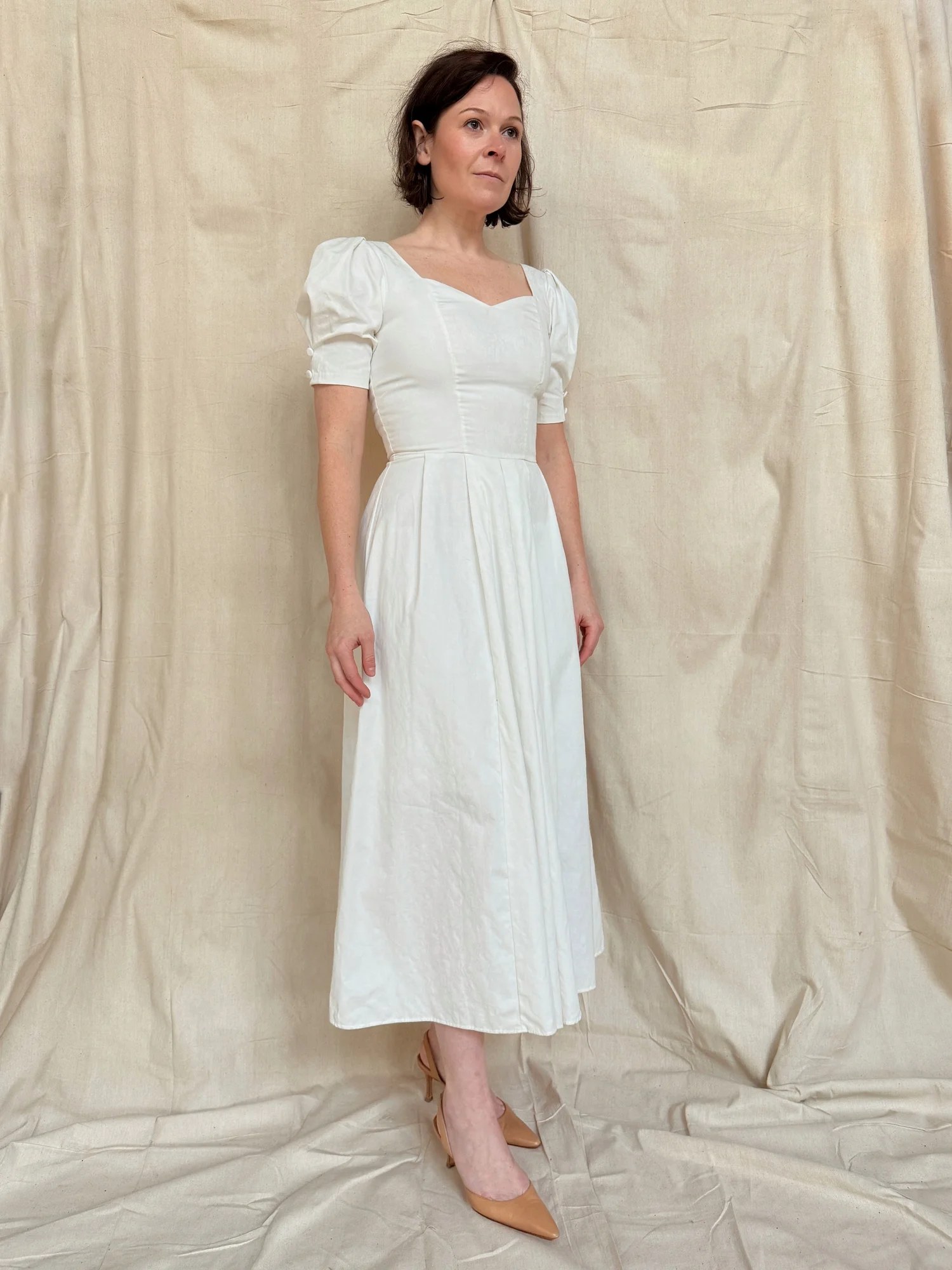 1990s Laura Ashley British country white day dress — Inherited