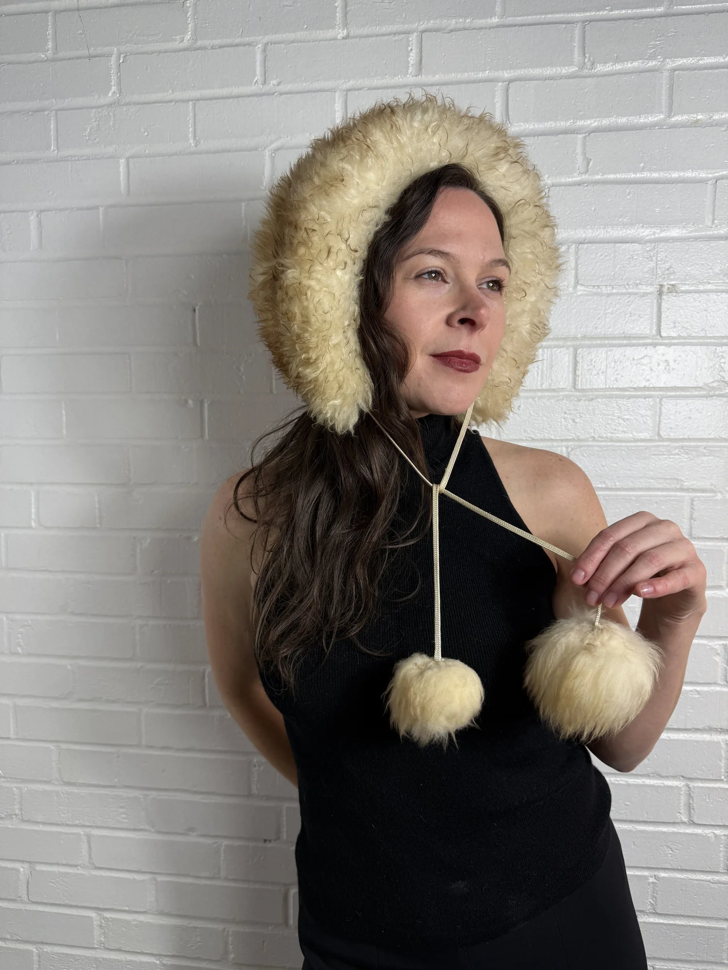 70s Faux Fur Newsboy Cap Hat Pom Pom Retro Boho 70s Faux Fur Hat - Etsy main image 3