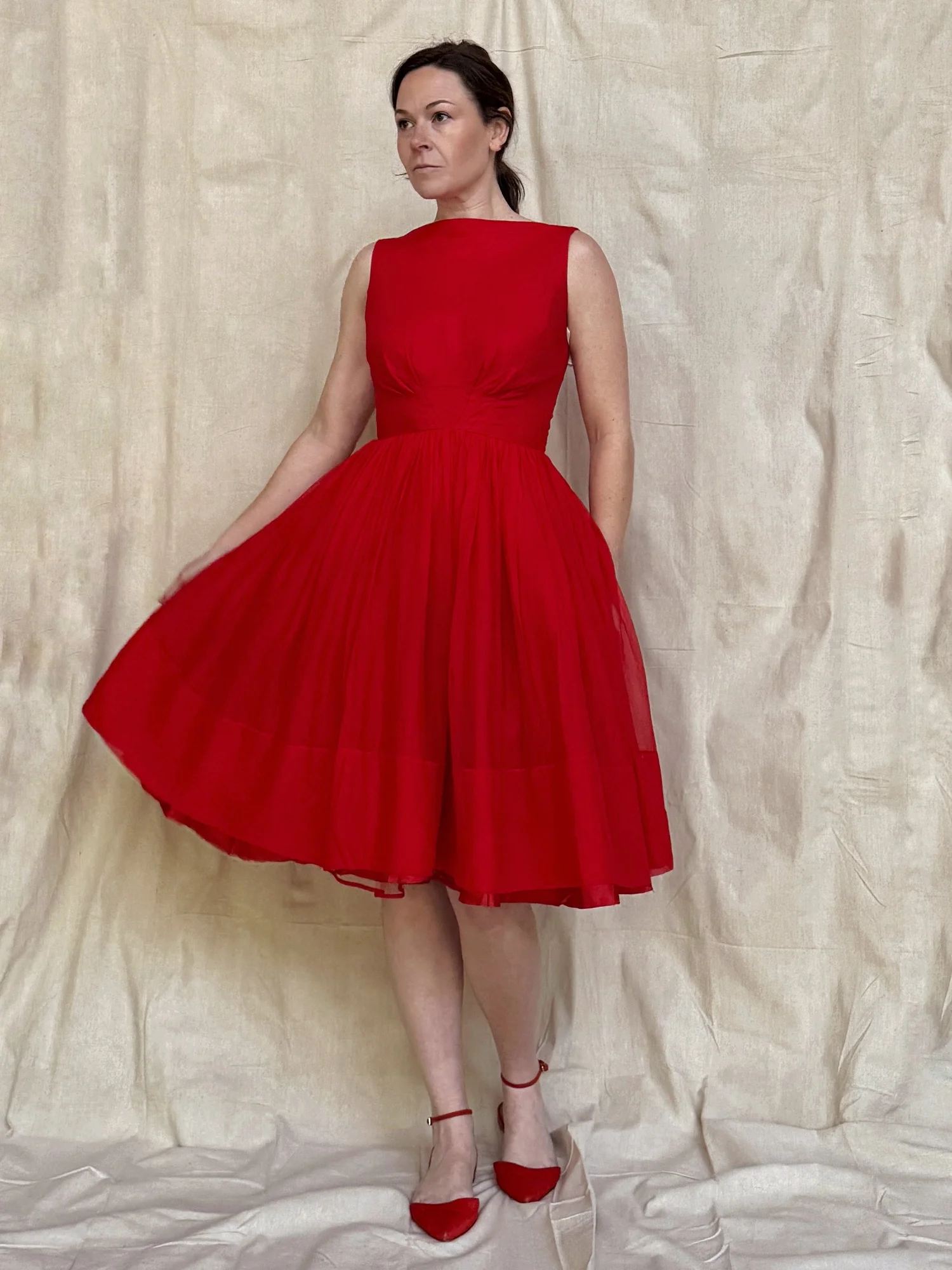 sachin and babi light blue dress Miss Circle Tori Wine Red Pleated Mini Dress with Chiffon Scarf M main image 0
