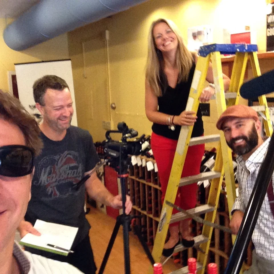 Director Joseph Mattimore on the set of "One Foot Cock 101" with the lovely Heather Roycroft, man-talent Frank Weber III and APW serving as gaffer, grip and best boy