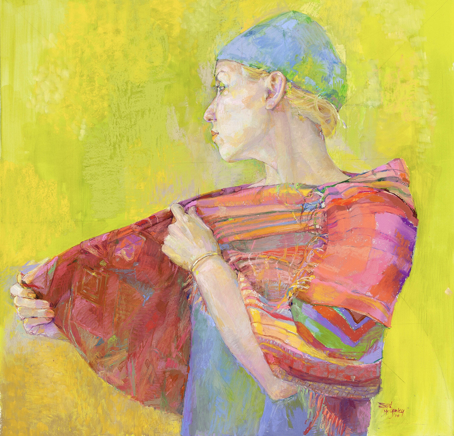 "Woman in Patterned Wrap"