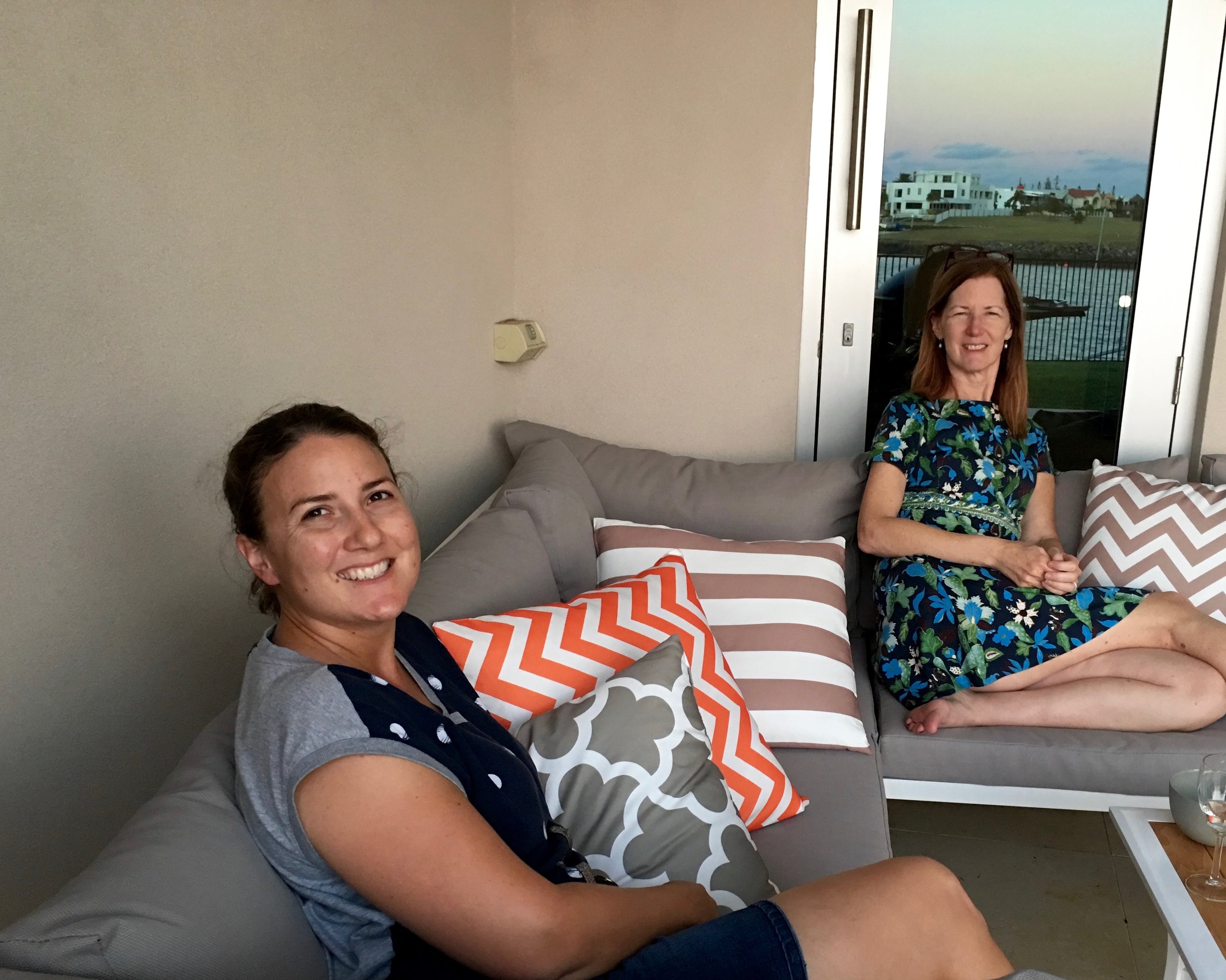  Celia Campbell and Dana on the back porch of the Campbell home in Cleveland, in Queensland, Australia. 
