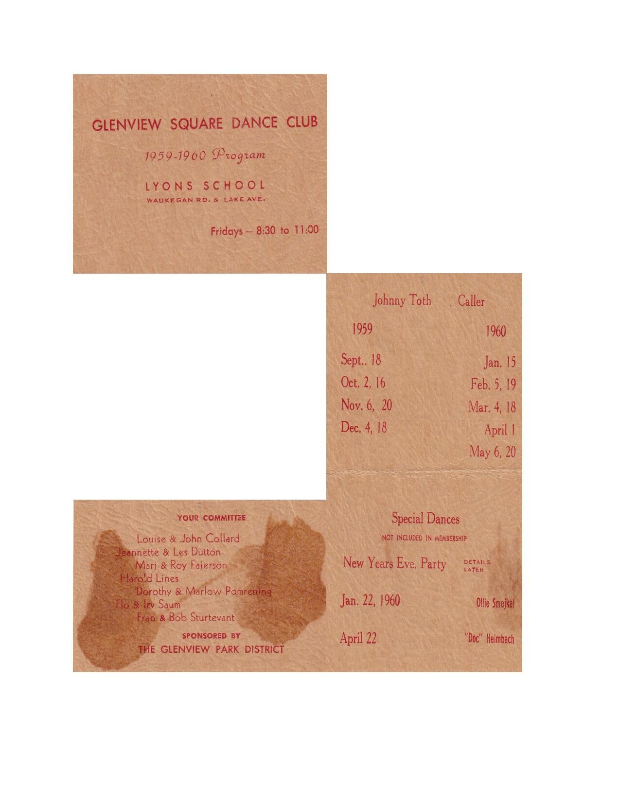 GVS Dance Schedule 1959-1960