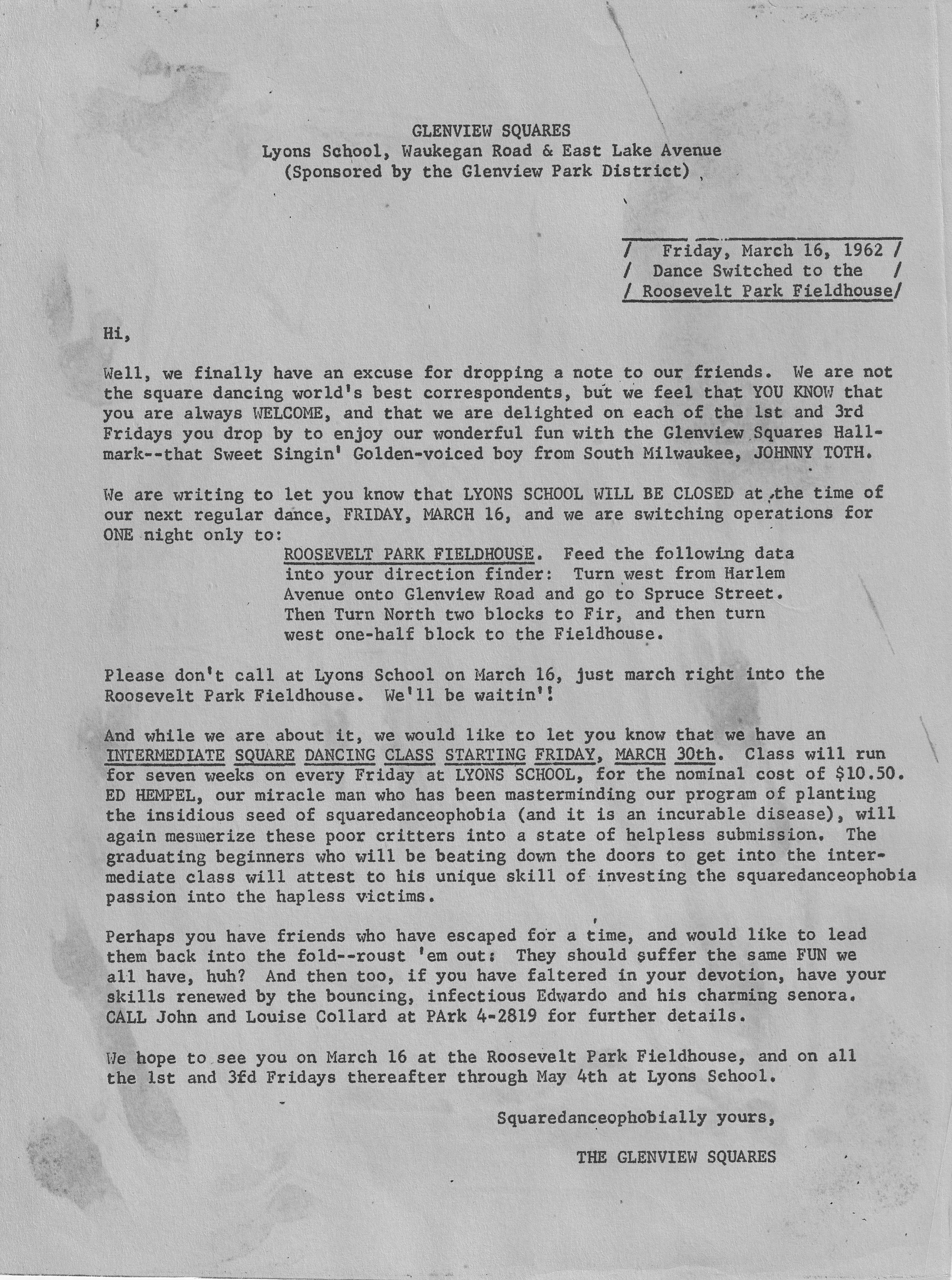 Letter to Members 1962