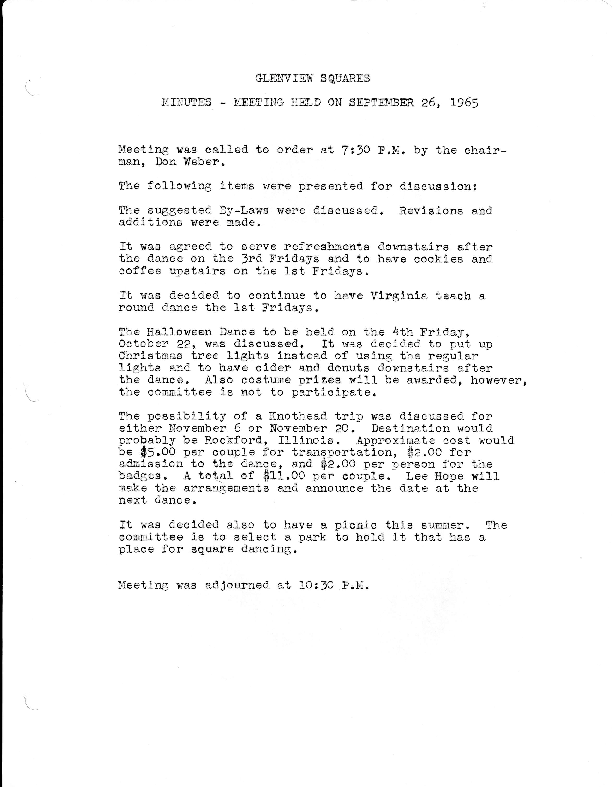 Board Meeting Minutes September 1965