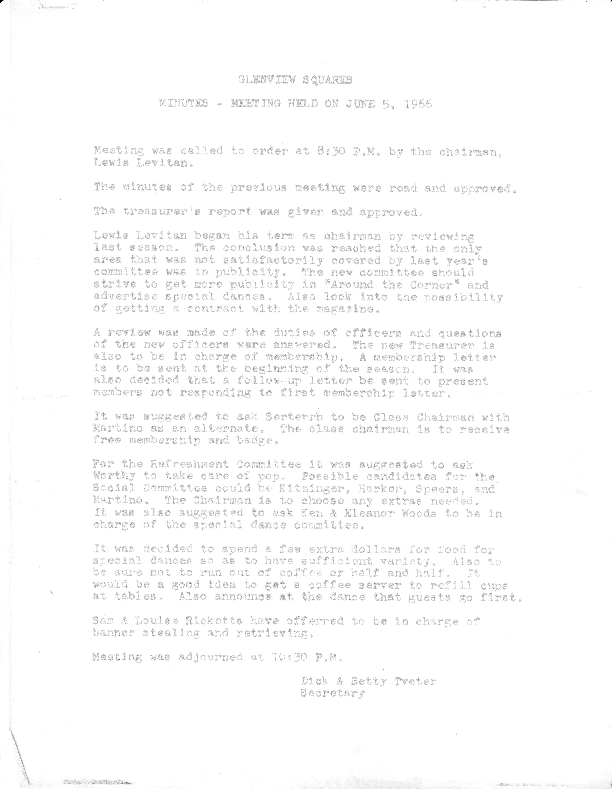 Board Meeting Minutes June 1966