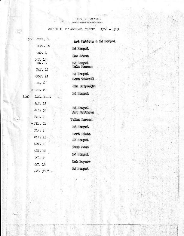 1968-1969 Dance Schedule