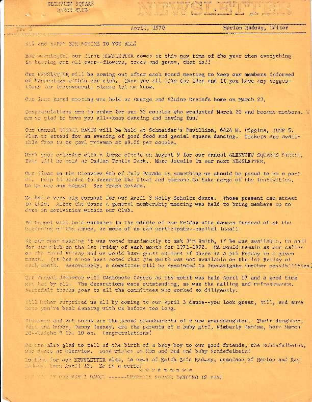 Newsletter April 1970